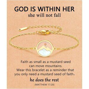 Gold Silver Mustard Seed Link Bracelet for Faith & Inspiration, Adjustable Gift